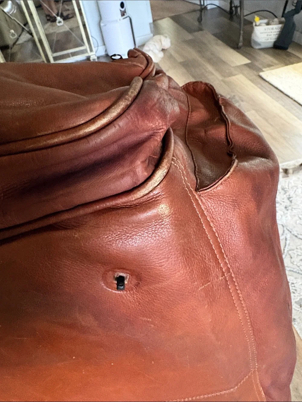 Leather Weekender Duffel Bag - Brown
